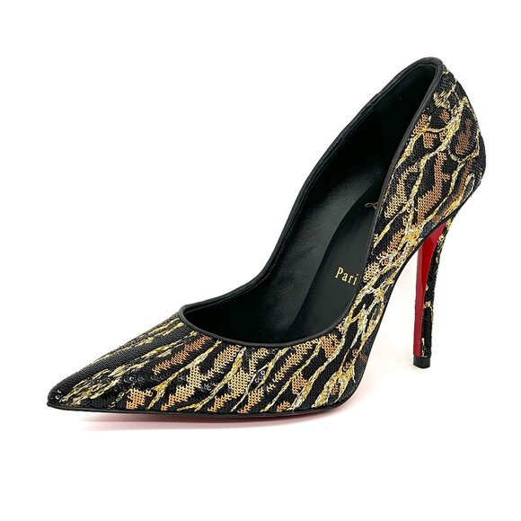 Christian Louboutin MISS Z OCELOT 100 Sequin Leopard Heels Pumps Shoes